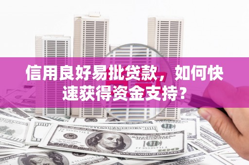 邵东信用良好易批贷款，如何快速获得资金支持？