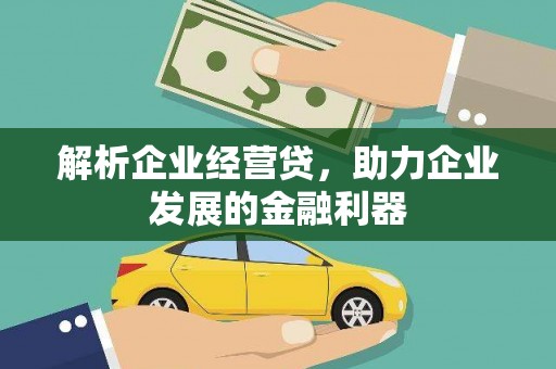邵东解析企业经营贷，助力企业发展的金融利器