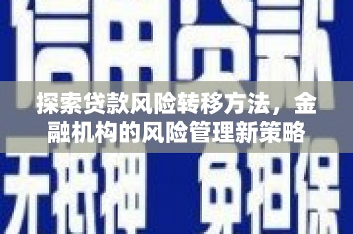 邵东探索贷款风险转移方法，金融机构的风险管理新策略