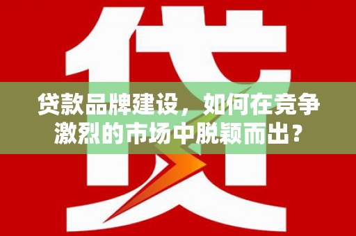 邵东贷款品牌建设，如何在竞争激烈的市场中脱颖而出？