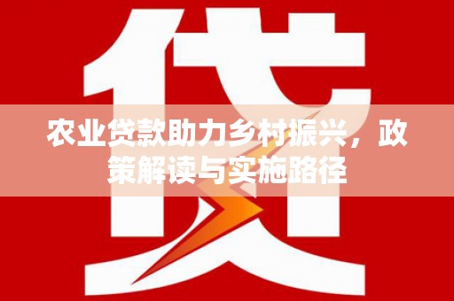 邵东农业贷款助力乡村振兴，政策解读与实施路径