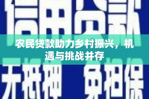 邵东农民贷款助力乡村振兴，机遇与挑战并存