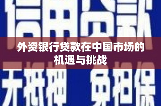 邵东外资银行贷款在中国市场的机遇与挑战