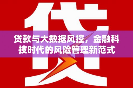 邵东贷款与大数据风控，金融科技时代的风险管理新范式