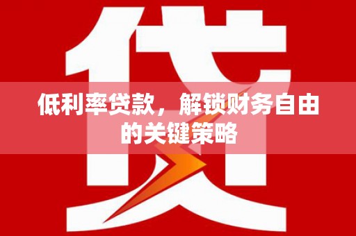 邵东低利率贷款，解锁财务自由的关键策略