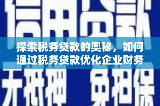 邵东探索税务贷款的奥秘，如何通过税务贷款优化企业财务