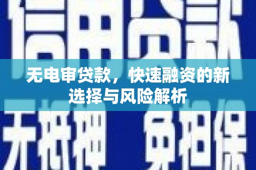 邵东无电审贷款，快速融资的新选择与风险解析