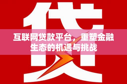 邵东互联网贷款平台，重塑金融生态的机遇与挑战