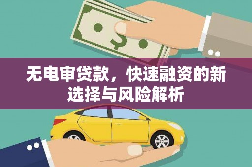 邵东无电审贷款，快速融资的新选择与风险解析