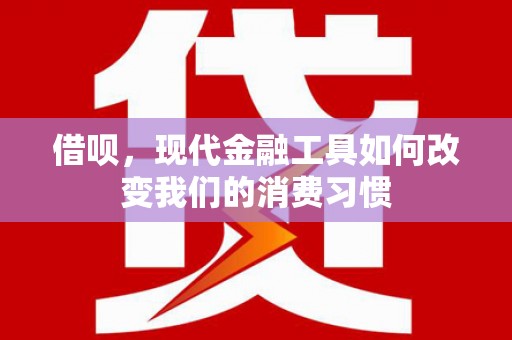 邵东借呗，现代金融工具如何改变我们的消费习惯