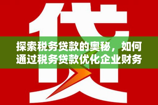 邵东探索税务贷款的奥秘，如何通过税务贷款优化企业财务