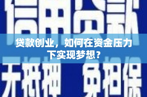 邵东贷款创业，如何在资金压力下实现梦想？