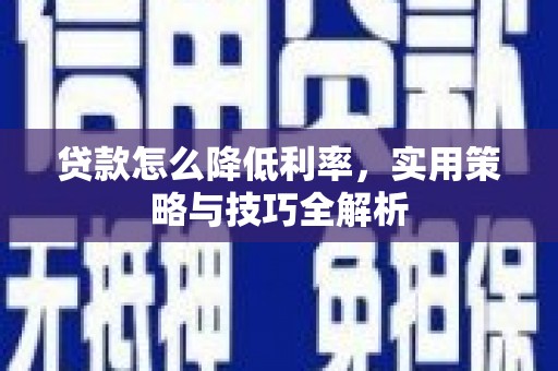 邵东贷款怎么降低利率，实用策略与技巧全解析