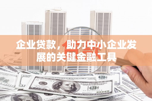 邵东企业贷款，助力中小企业发展的关键金融工具