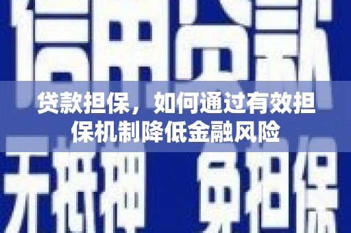 邵东贷款担保，如何通过有效担保机制降低金融风险