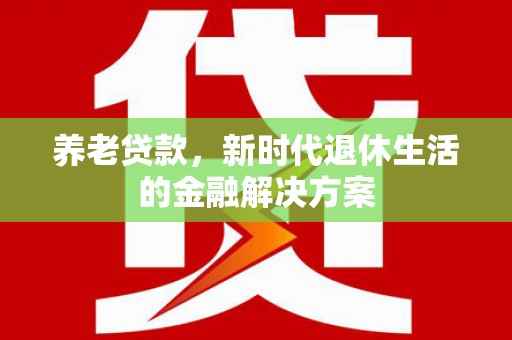 邵东养老贷款，新时代退休生活的金融解决方案