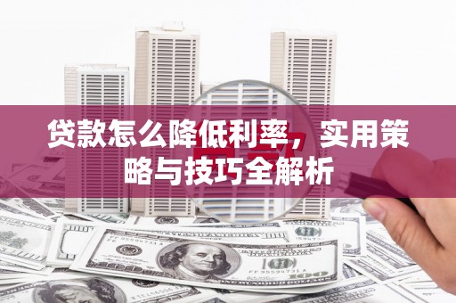 邵东贷款怎么降低利率，实用策略与技巧全解析