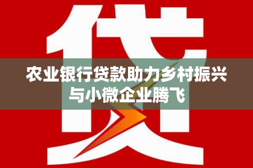 邵东农业银行贷款助力乡村振兴与小微企业腾飞